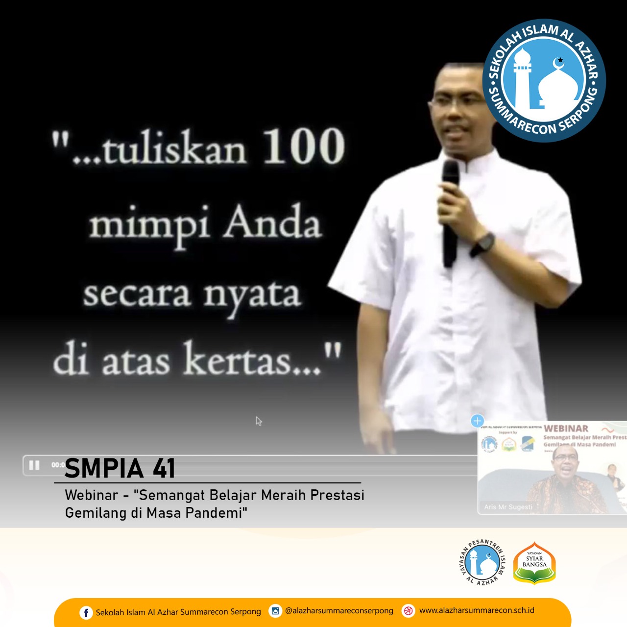 Webinar “Pemberian Motivasi Kepada Seluruh Murid Untuk Menghargai Sebuah Proses”